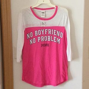 Pink Victoria Secret 3/4 sleeve T-shirt.